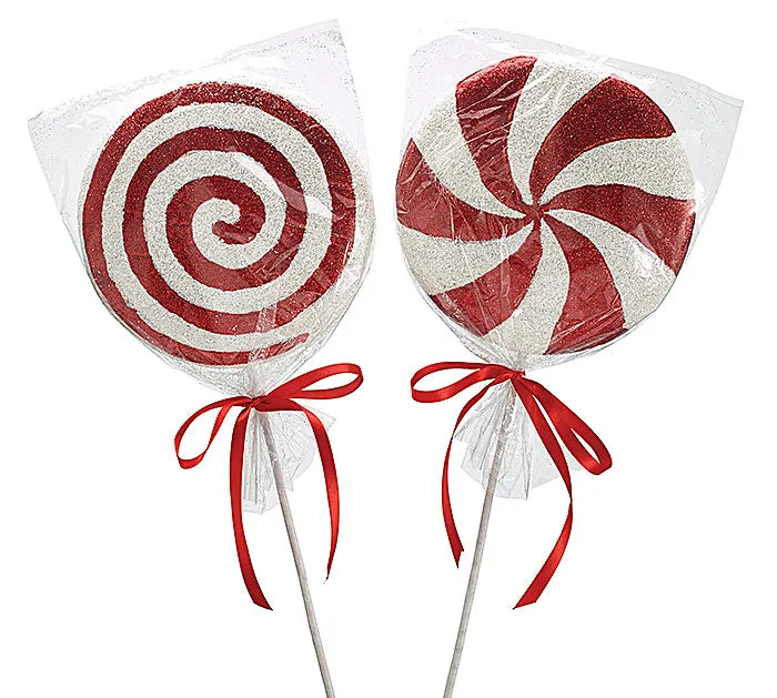 24" GLITTER PEPPERMINT CANDY PICK SET