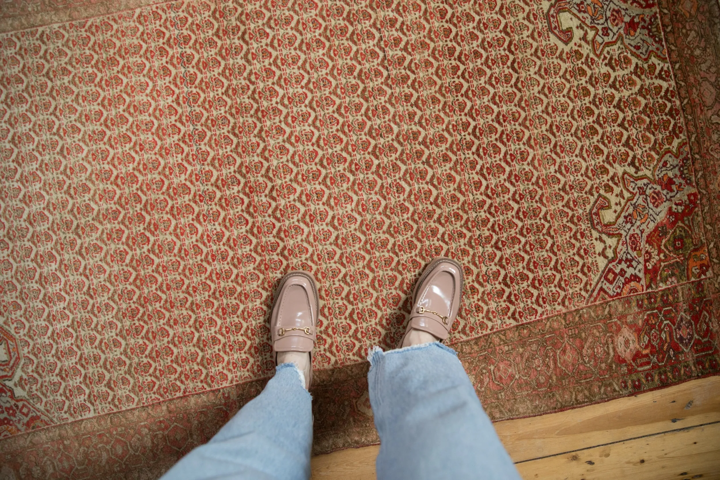 4x7 Vintage Distressed Malayer Rug