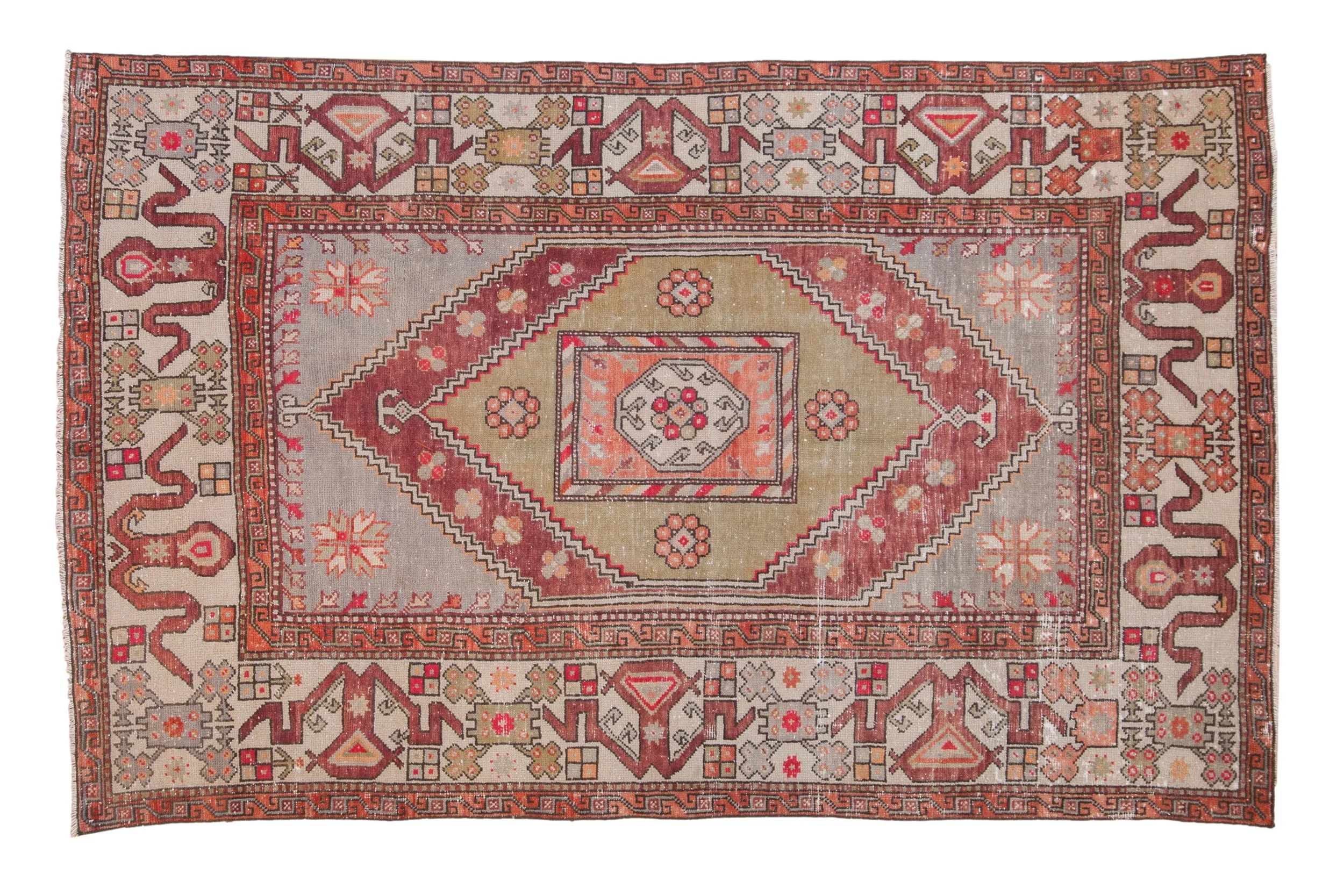 5.5x8.5 Vintage Distressed Oushak Carpet