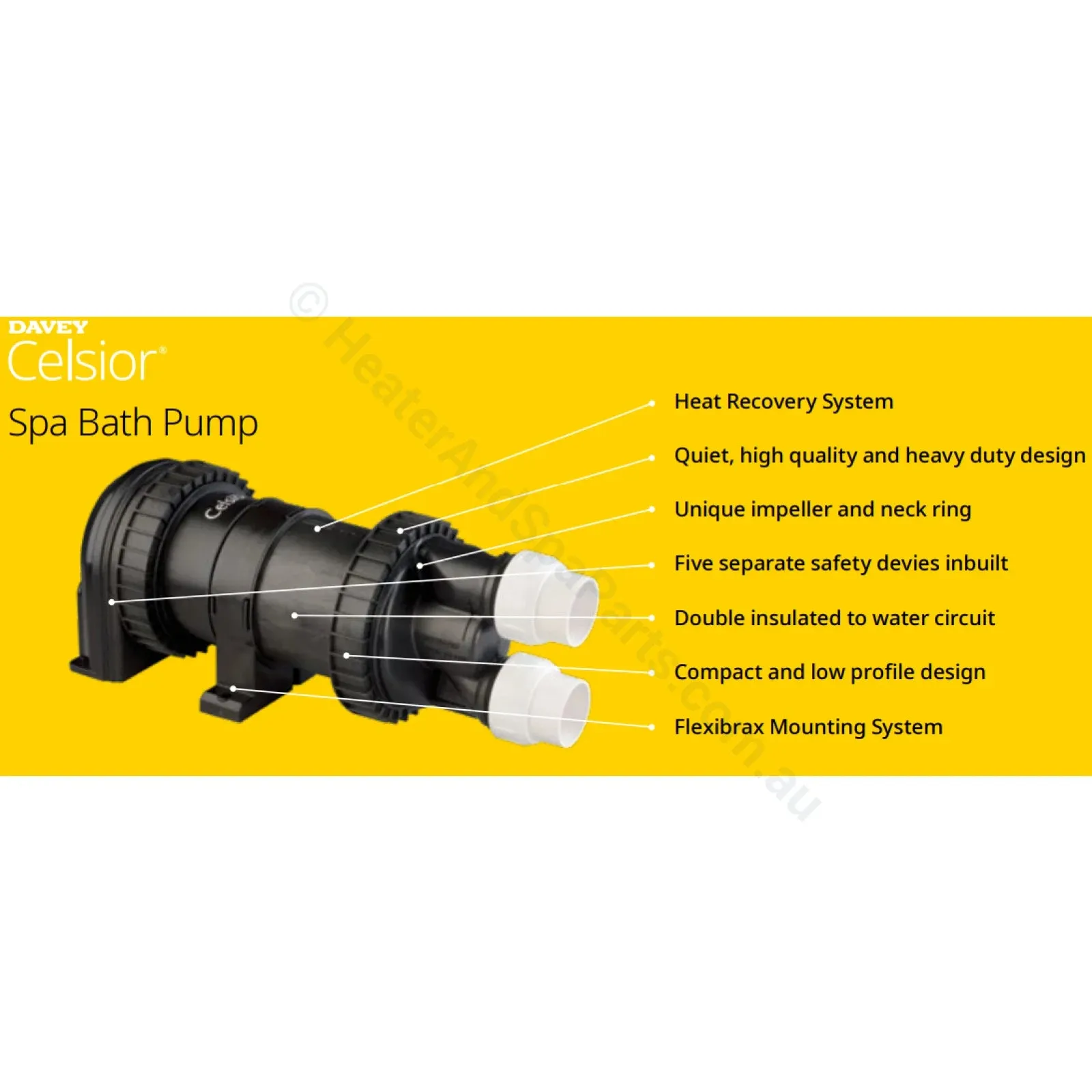.93HP Davey Celsior Spa Bath Pumps - C200AB - Air Switch - 1kW Heater