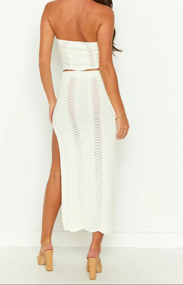Abril Cream Knit Midi Skirt 