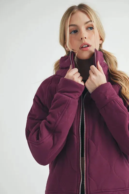 Aemi Co Zip Up Raglan Sleeve Quilted Jacket