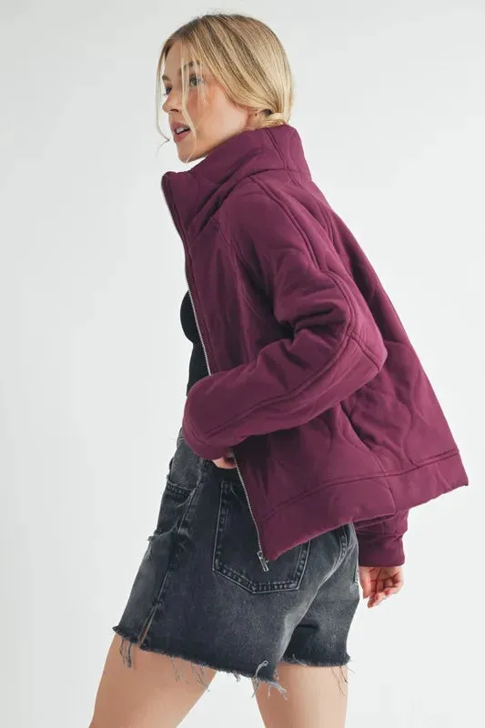 Aemi Co Zip Up Raglan Sleeve Quilted Jacket