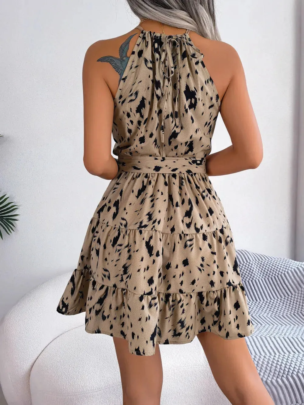 Alice | Leopard Print Ruffled Swing Dress