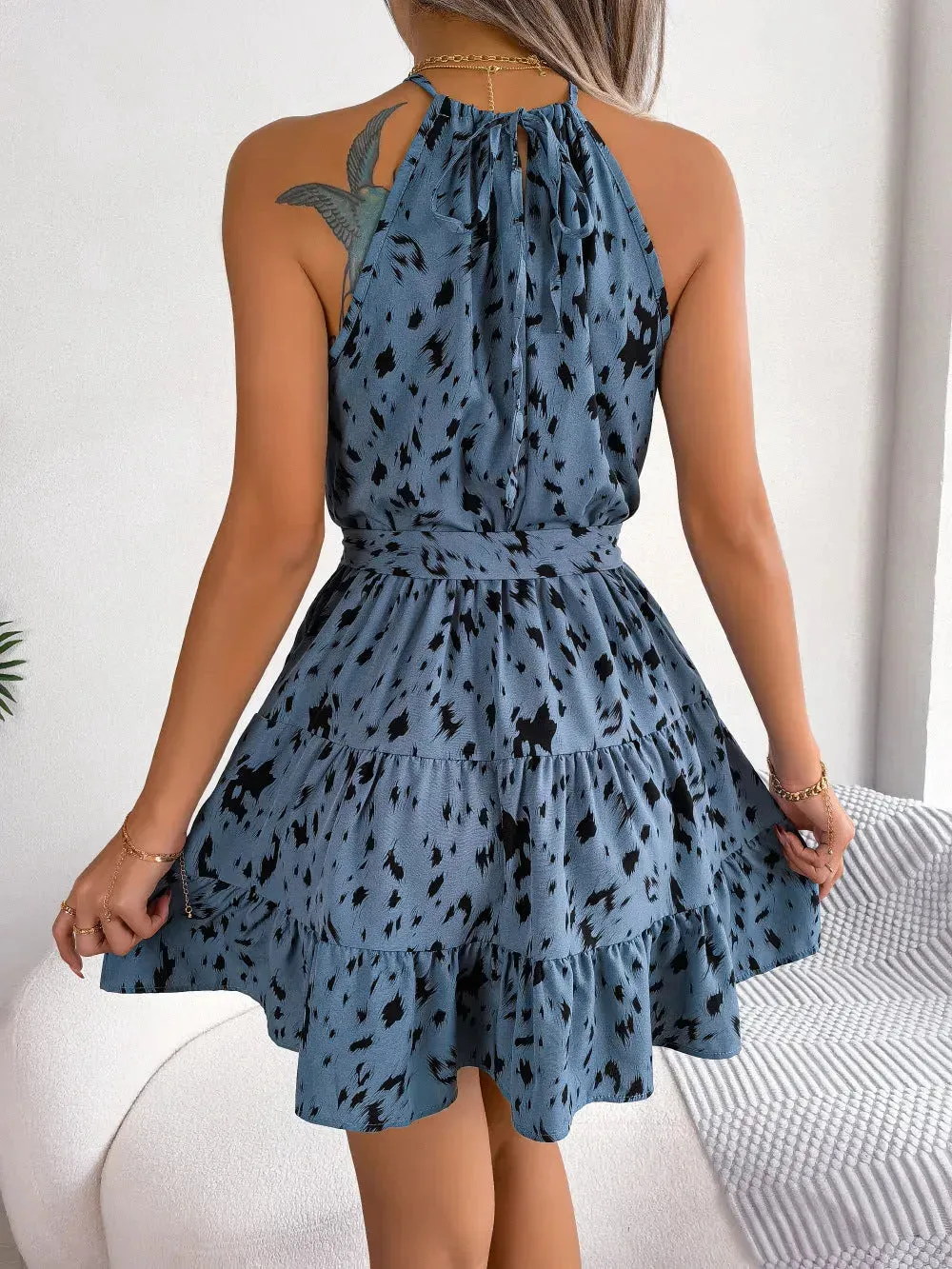 Alice | Leopard Print Ruffled Swing Dress