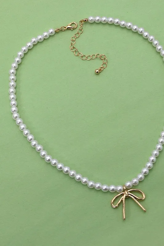 Amery Bow Pearl Necklace