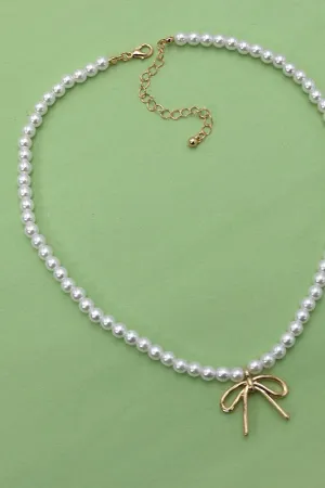 Amery Bow Pearl Necklace