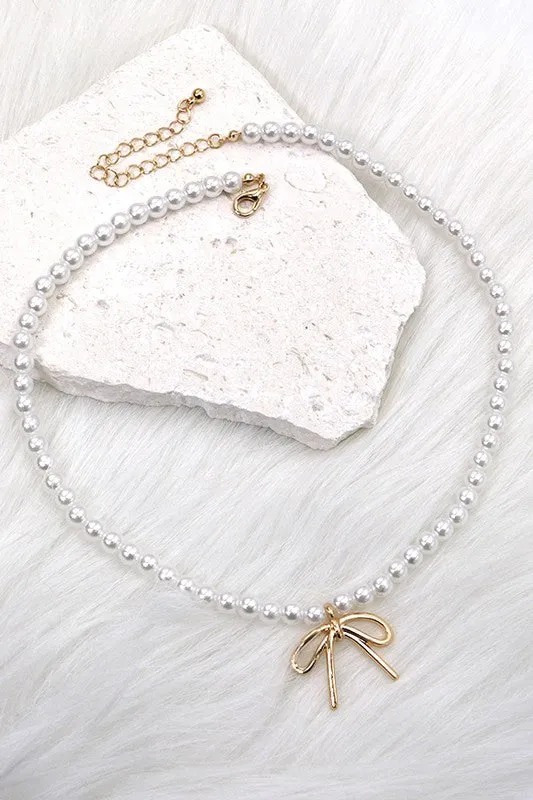 Amery Bow Pearl Necklace
