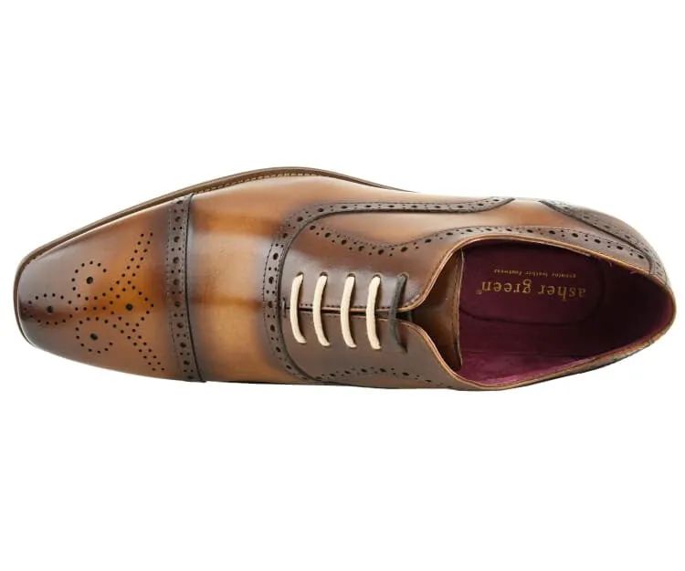 Asher Green Ag114 Tan Men’s Genuine Leather Oxford