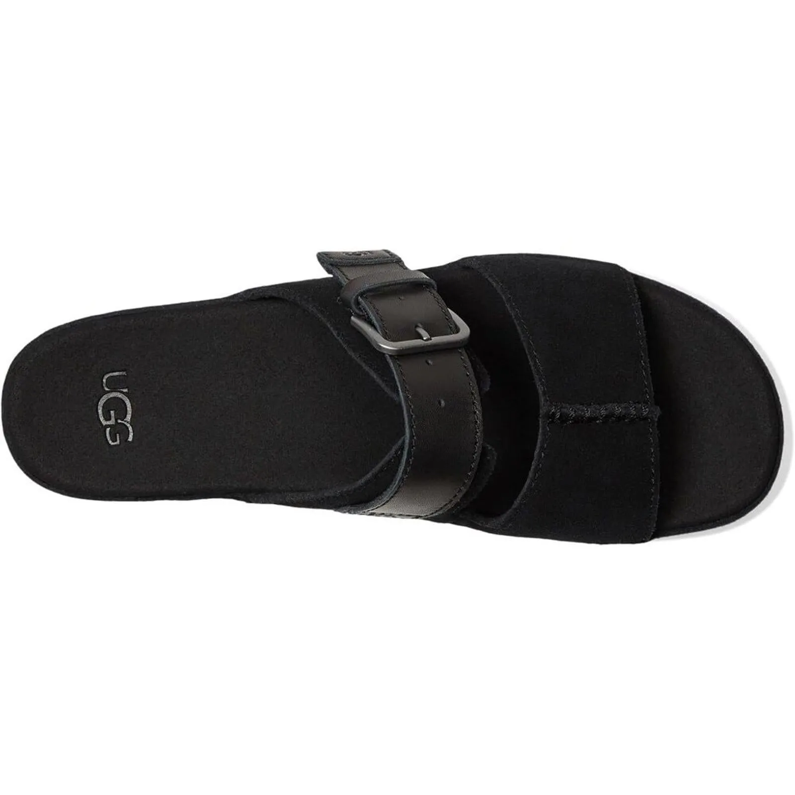 Aubrey Black Leather Platform Slide Sandals