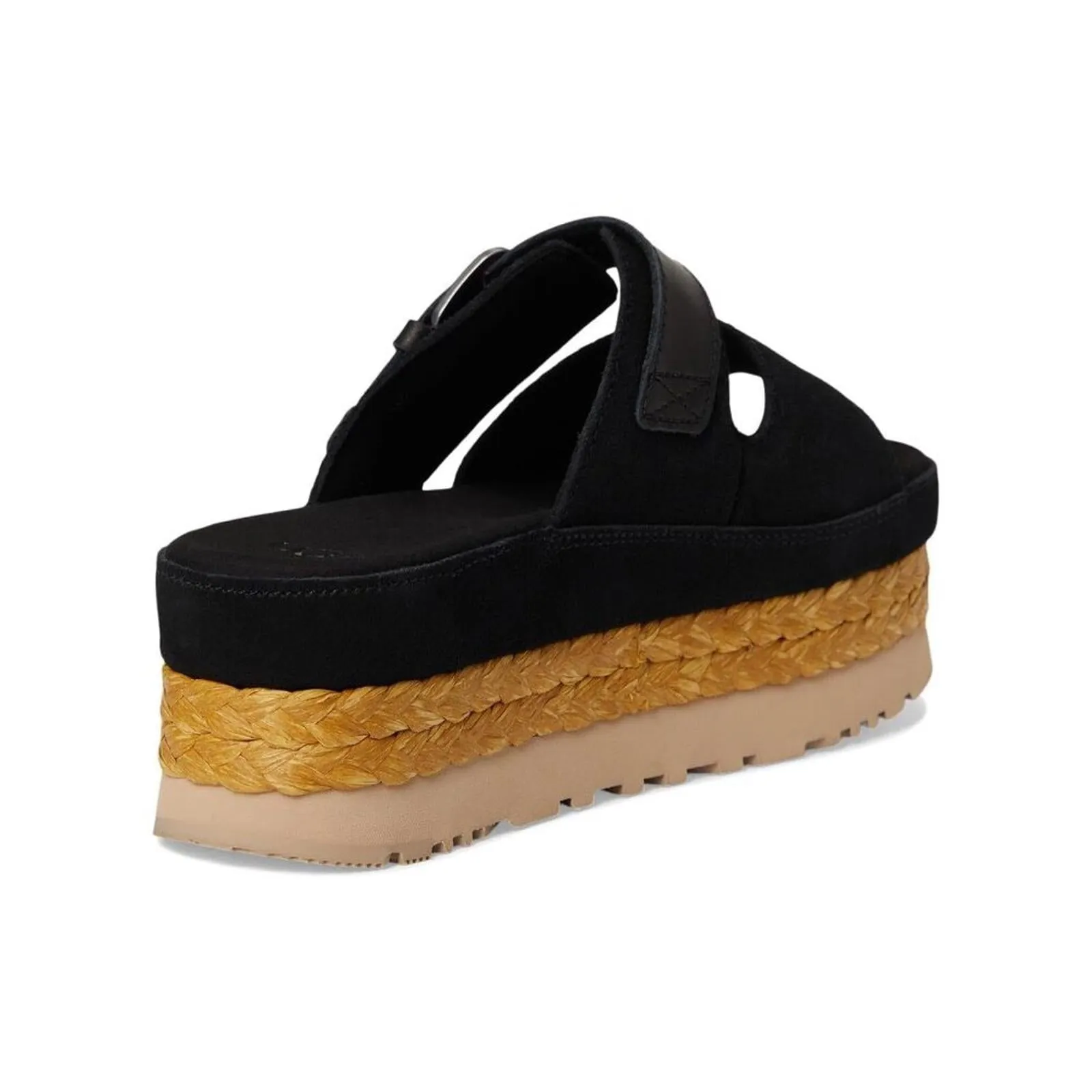 Aubrey Black Leather Platform Slide Sandals