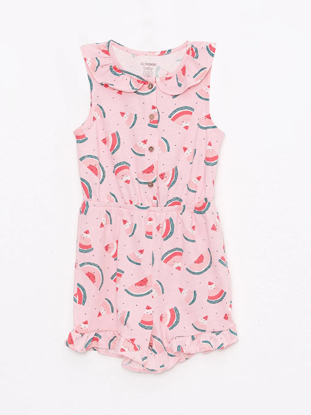 Baby Collar Printed Cotton Baby Girl Jumpsuit
