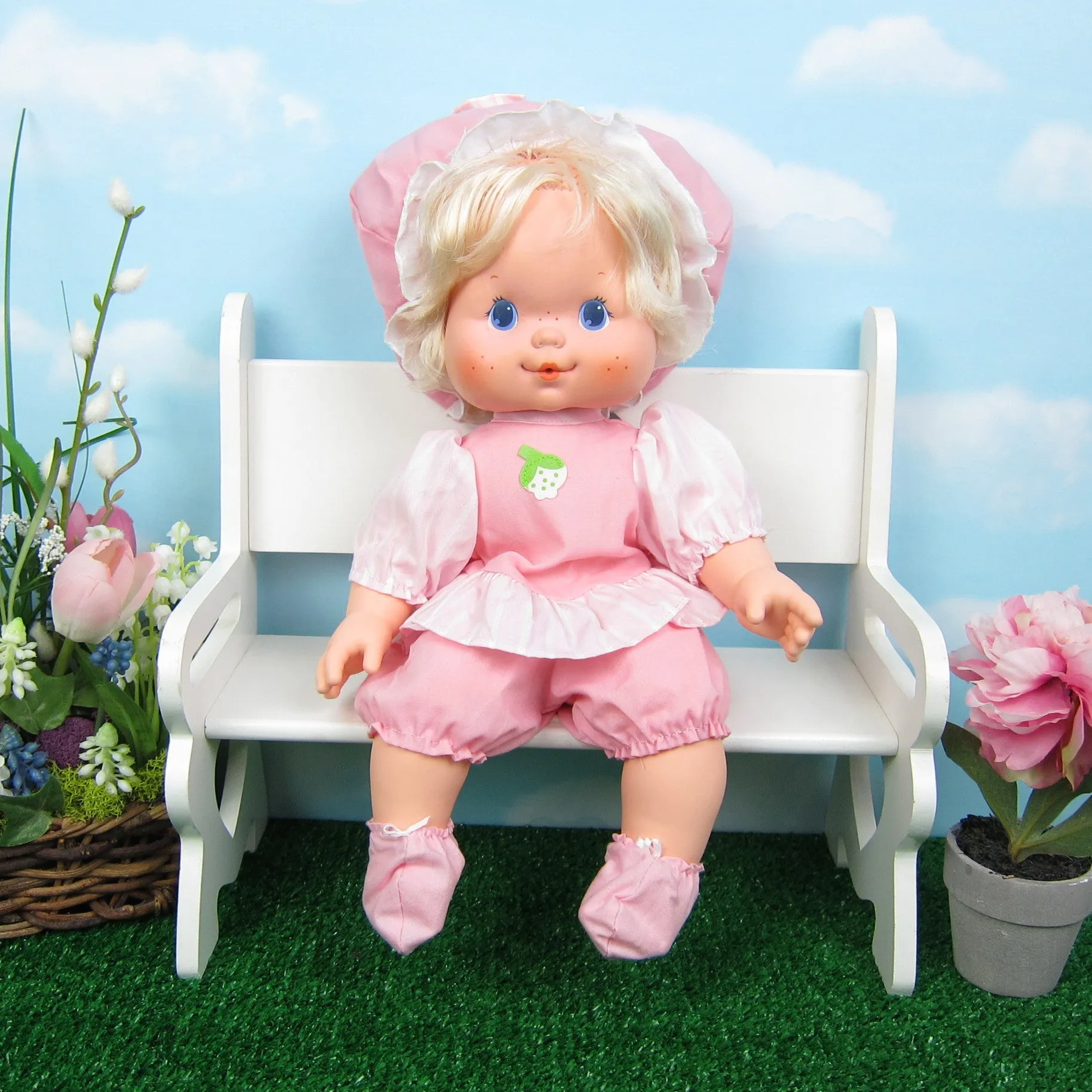 Baby Doll Booties - Pink with White Bow