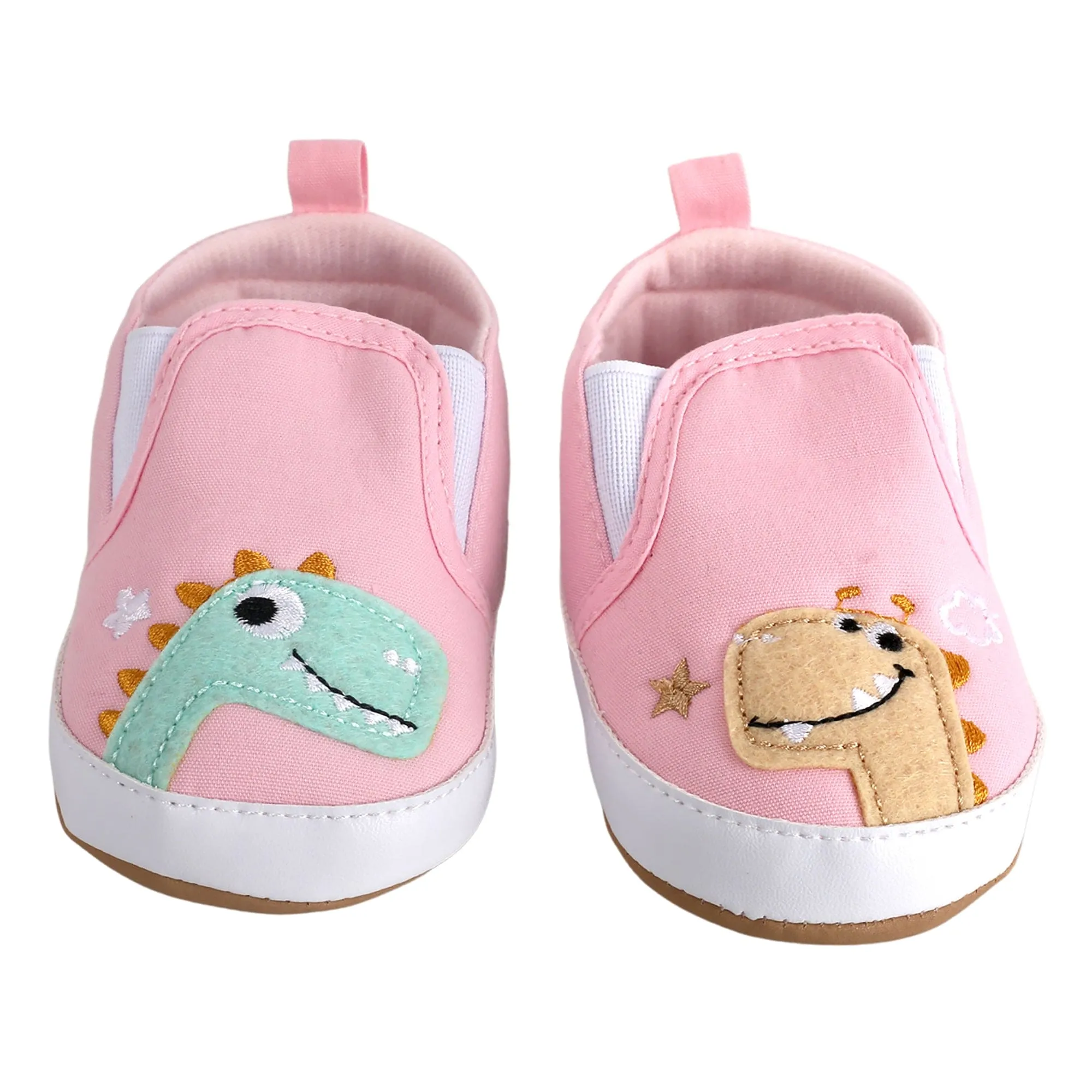 Baby Moo Dinosaur Pink Slip-On Booties