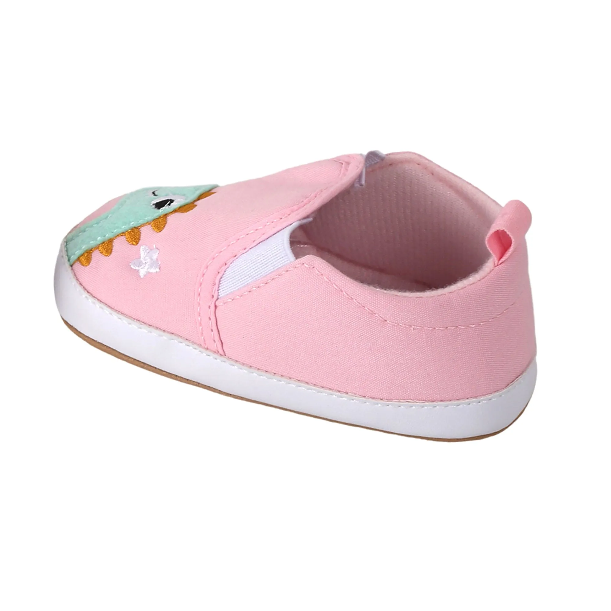Baby Moo Dinosaur Pink Slip-On Booties