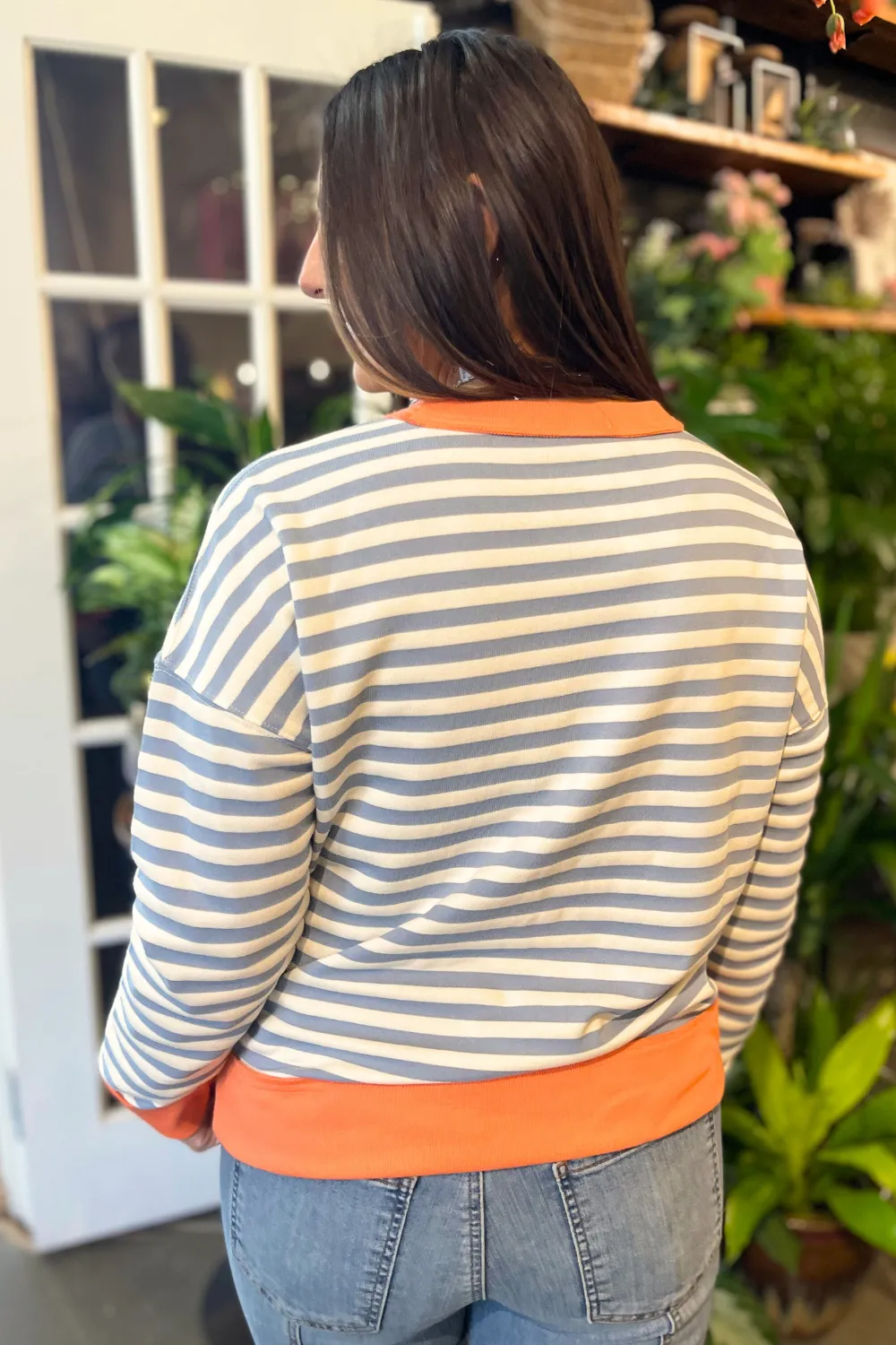 Banded Color Block Striped Pullover Top