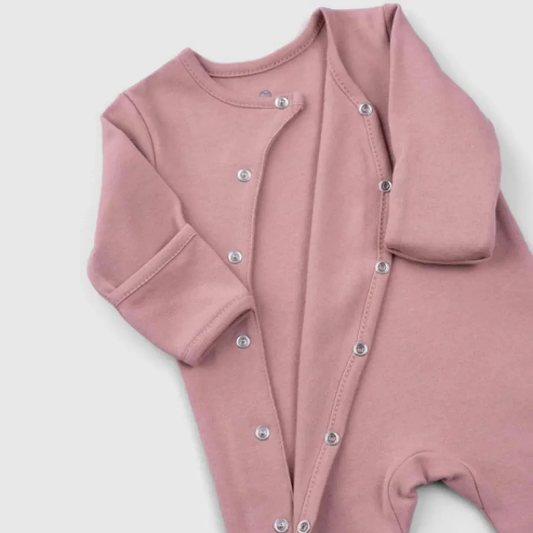 Basic Organic Cotton Footed Babygrow Rose