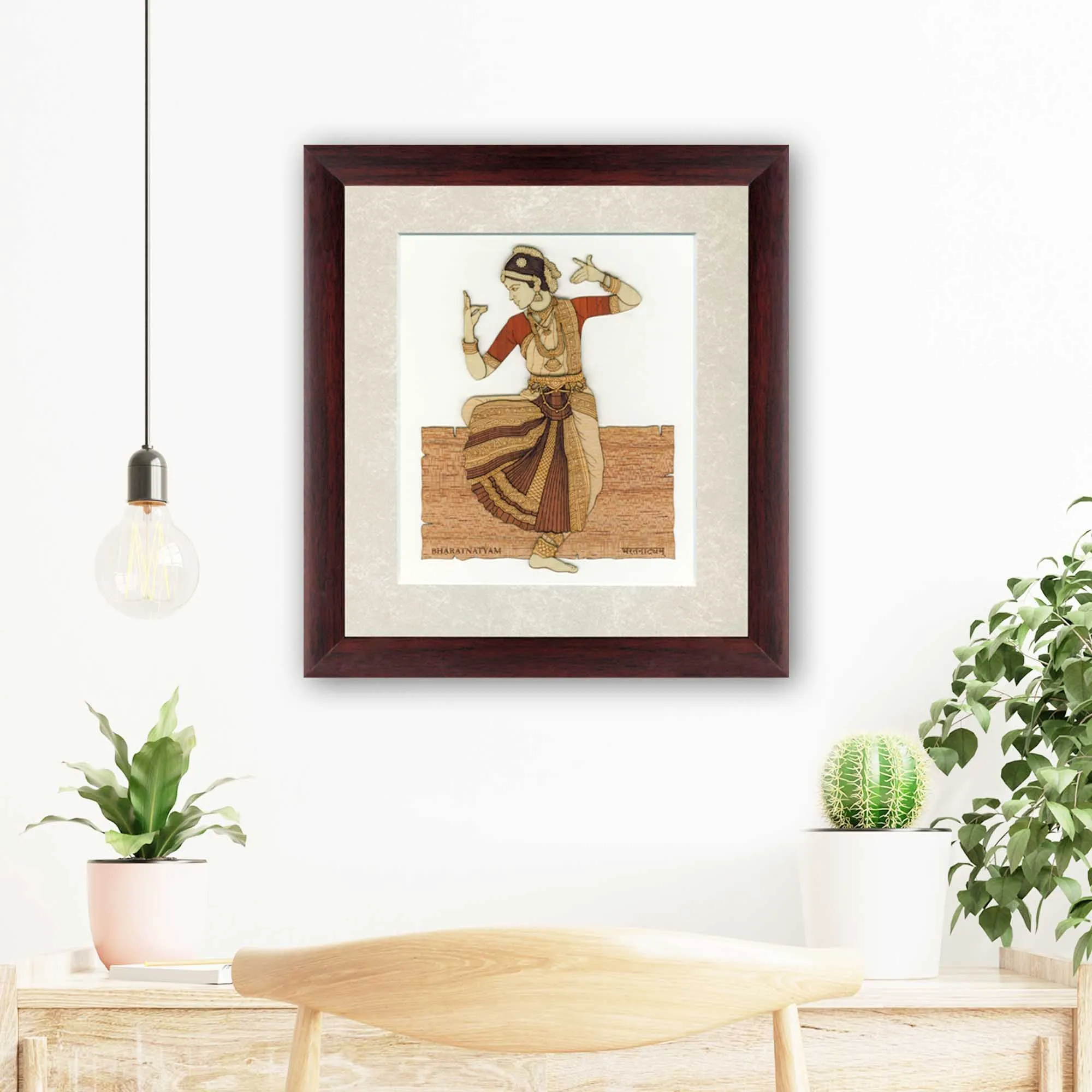 Bharatnatyam Wood Carving Wall Art, Wood Carving Frame, 3D Wall Art
