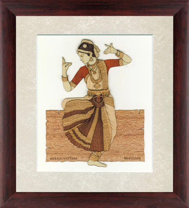 Bharatnatyam Wood Carving Wall Art, Wood Carving Frame, 3D Wall Art