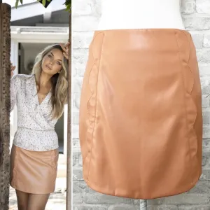Bishop   Young Scallop Edge Mini Skirt in Clay Size Medium