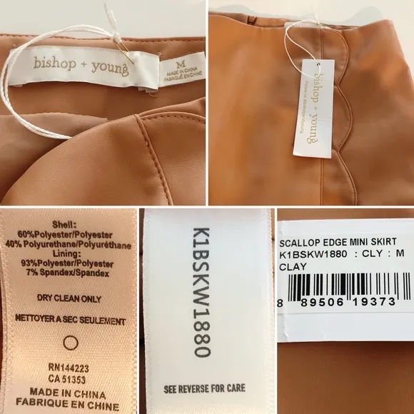 Bishop   Young Scallop Edge Mini Skirt in Clay Size Medium