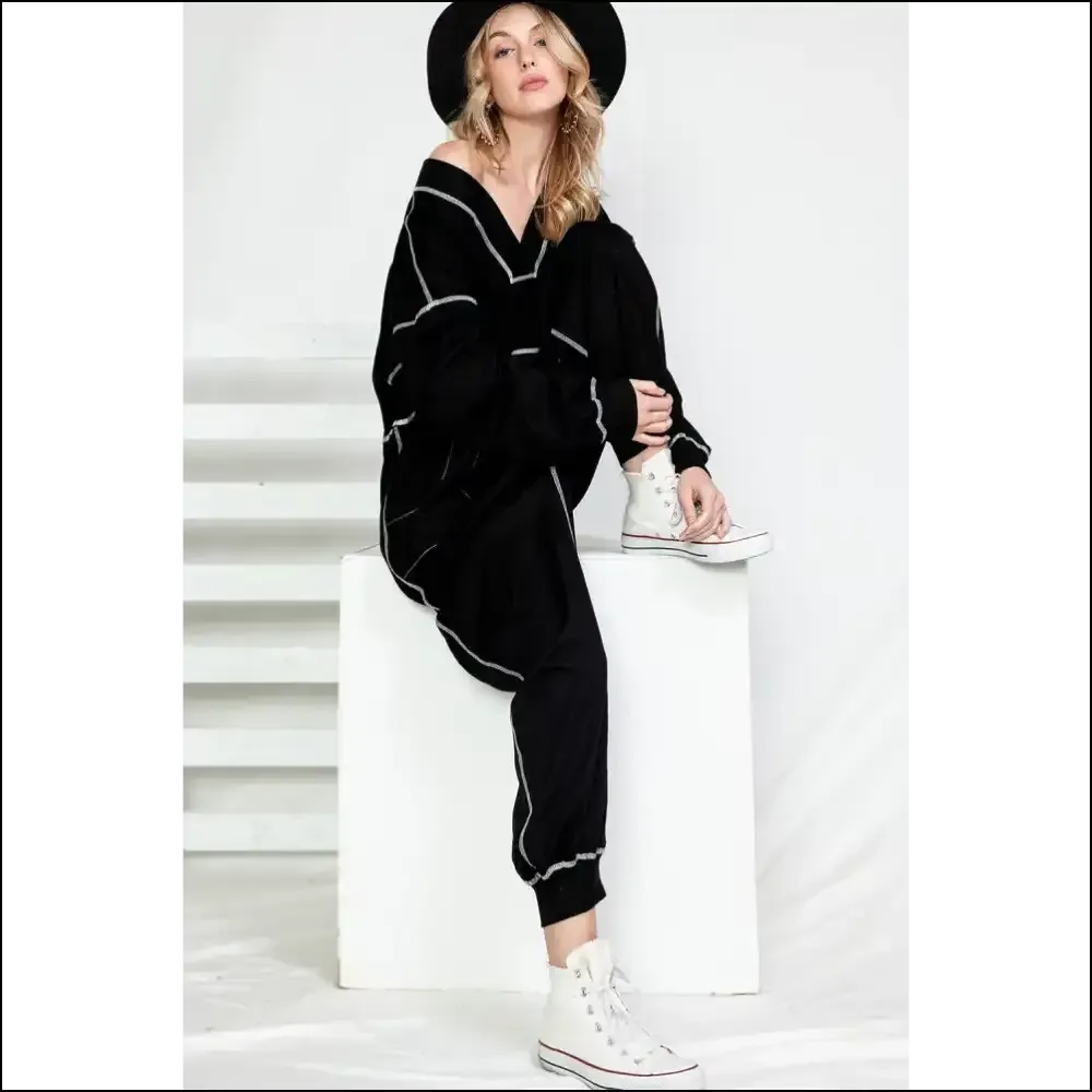 Black Exposed Seam Oversized Jumpsuit: Ditch Pants ! 🖤 Needful Things