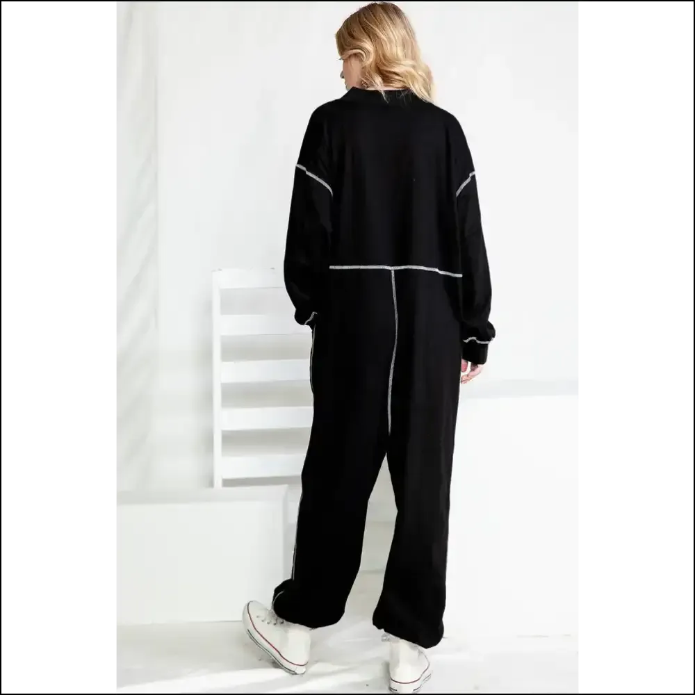 Black Exposed Seam Oversized Jumpsuit: Ditch Pants ! 🖤 Needful Things
