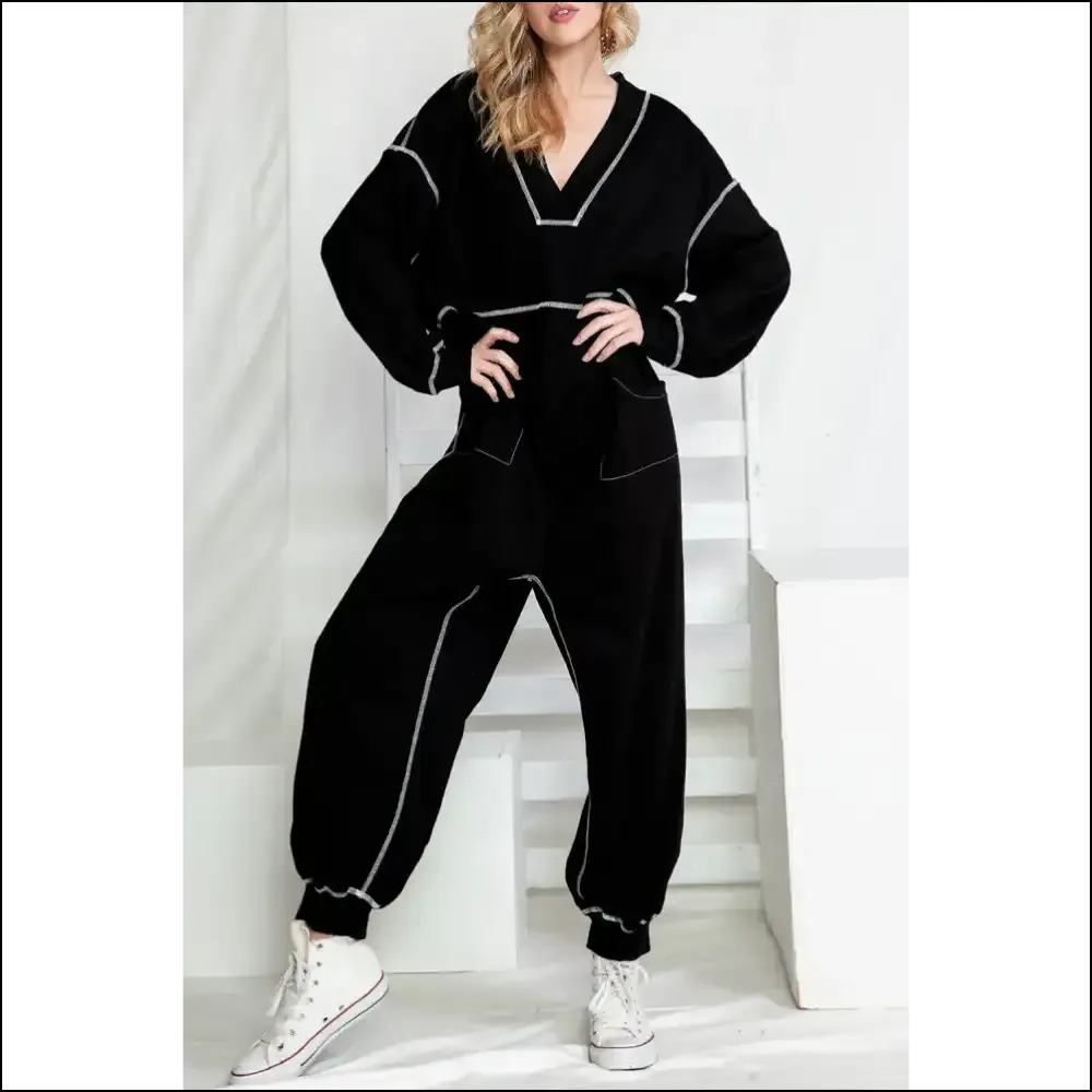 Black Exposed Seam Oversized Jumpsuit: Ditch Pants ! 🖤 Needful Things