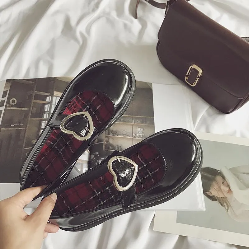 Black Lolita Heart Buckle Shoes YC30036