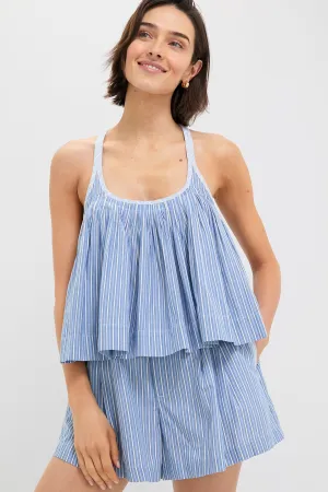 Blue Helmi Striped Shirting Tank Top