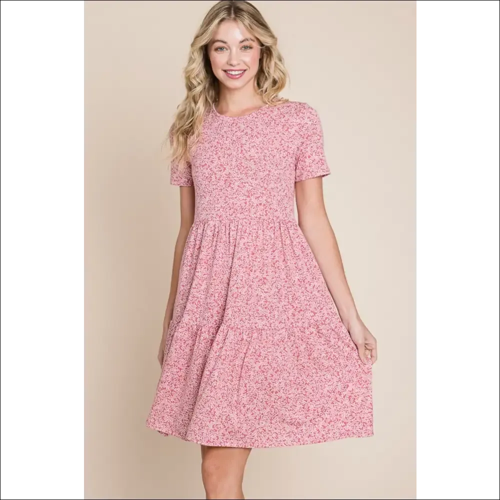 BOMBOM Fun & Flirty Printed Short Sleeve Mini Dress