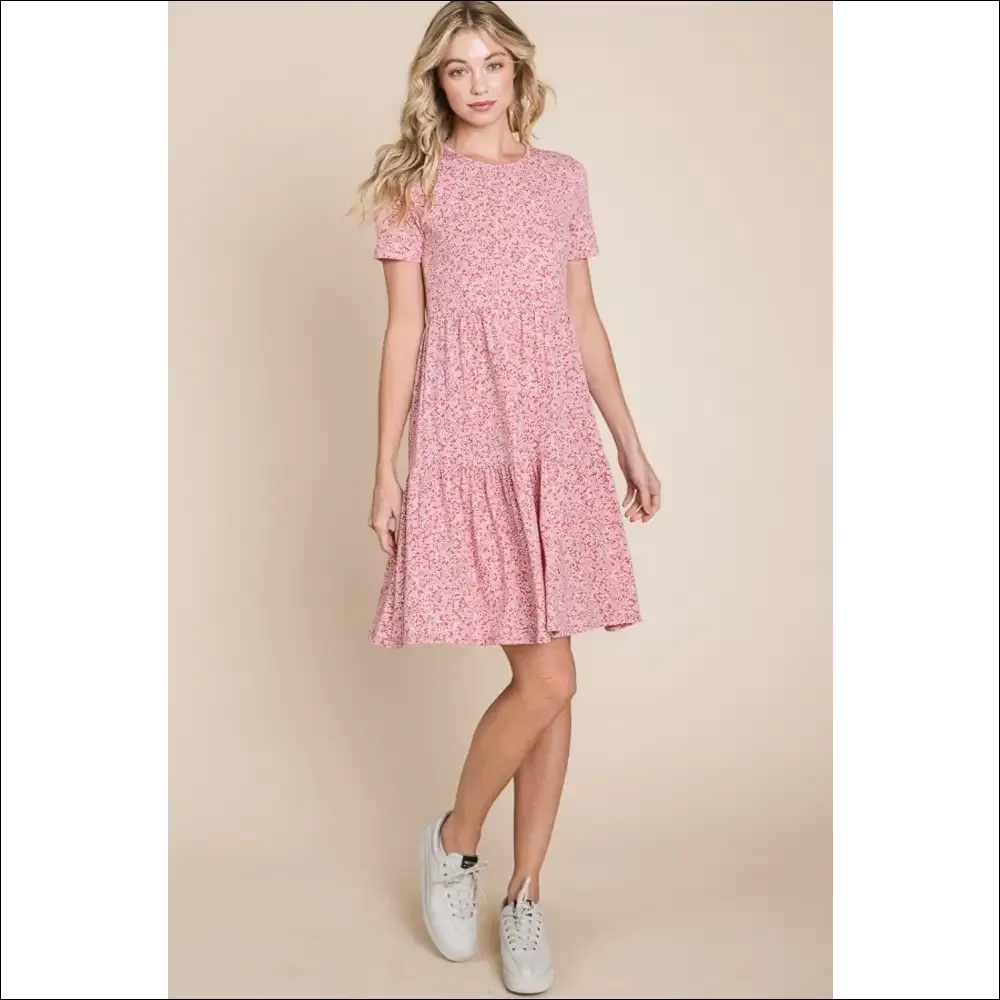 BOMBOM Fun & Flirty Printed Short Sleeve Mini Dress
