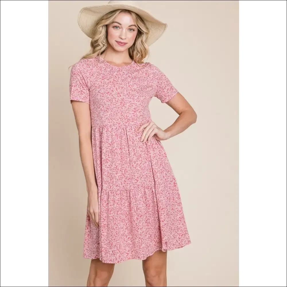 BOMBOM Fun & Flirty Printed Short Sleeve Mini Dress