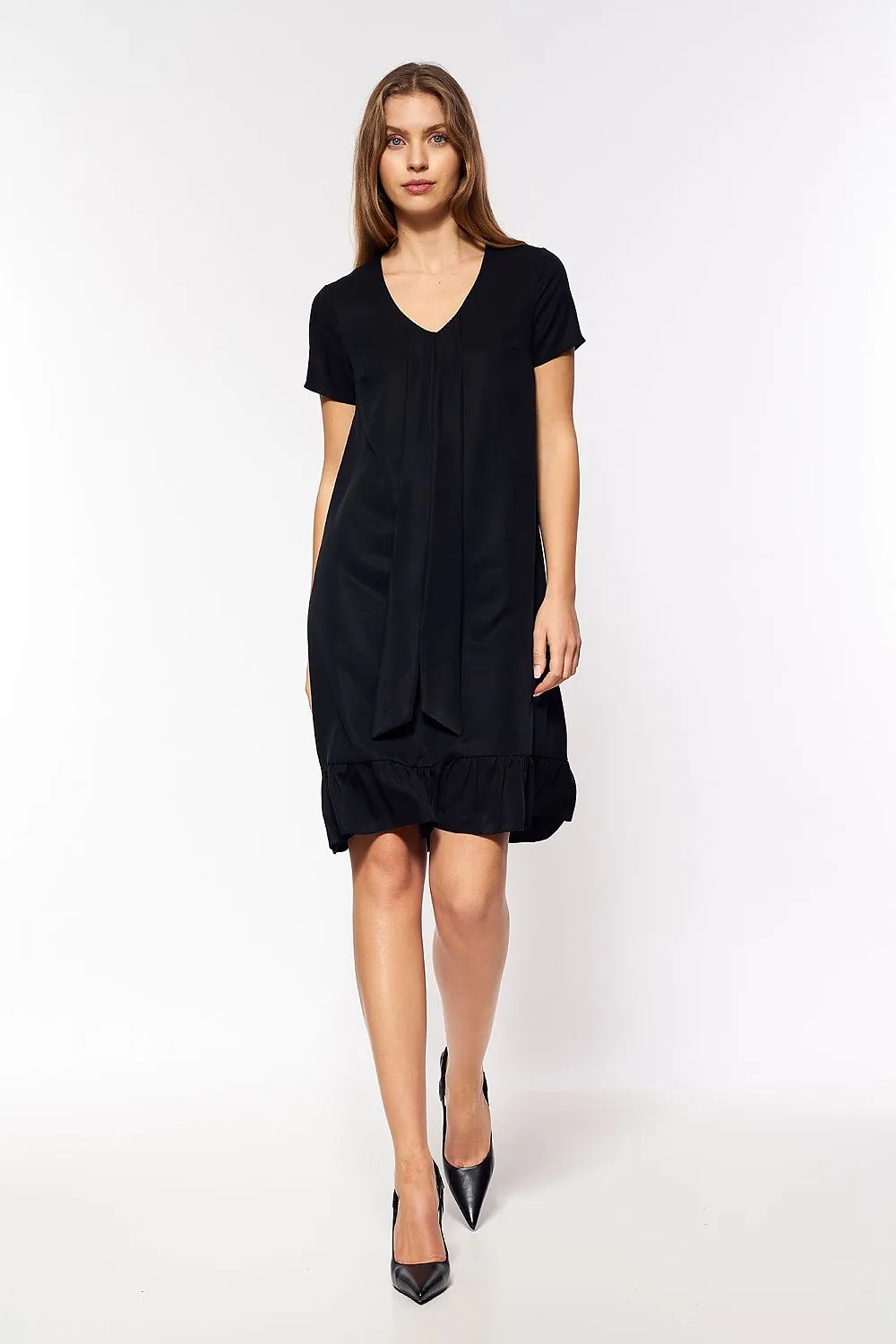Bow-Tie Waist Elegant Viscose Dress