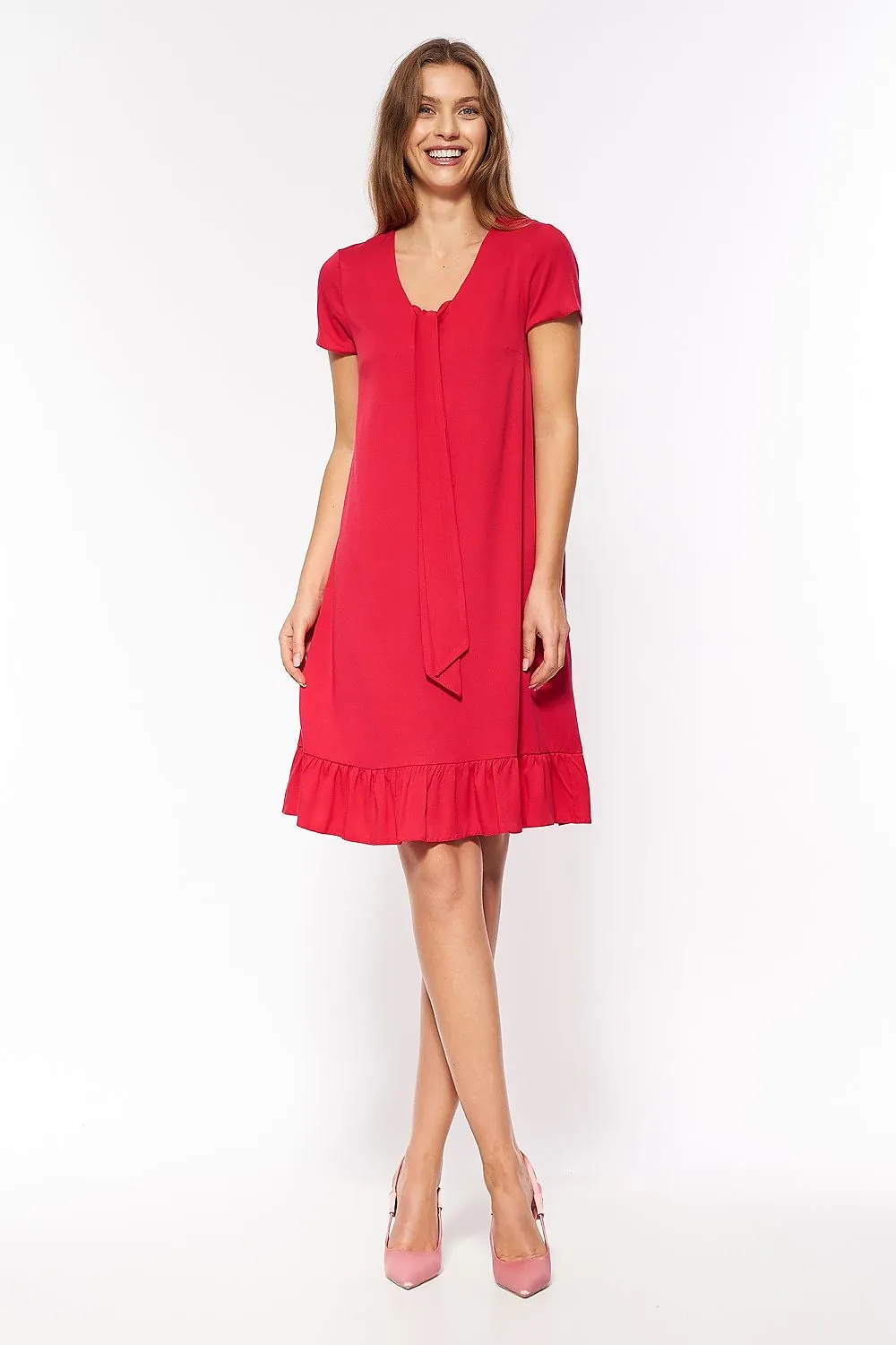 Bow-Tie Waist Elegant Viscose Dress