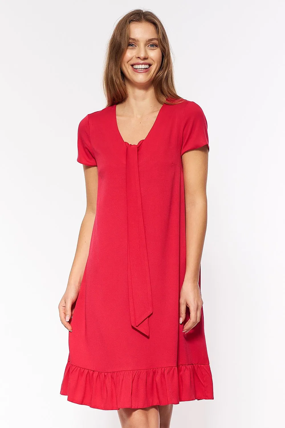 Bow-Tie Waist Elegant Viscose Dress