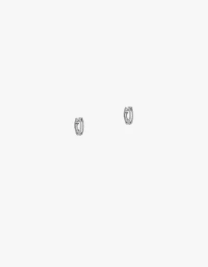 Bridget King Mini Open Bar Diamond Huggies in White Gold