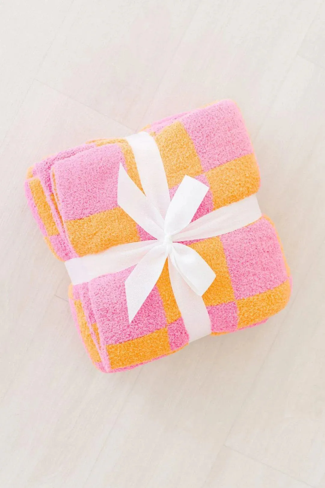 Bright Pink / Orange Check Cozy Blanket