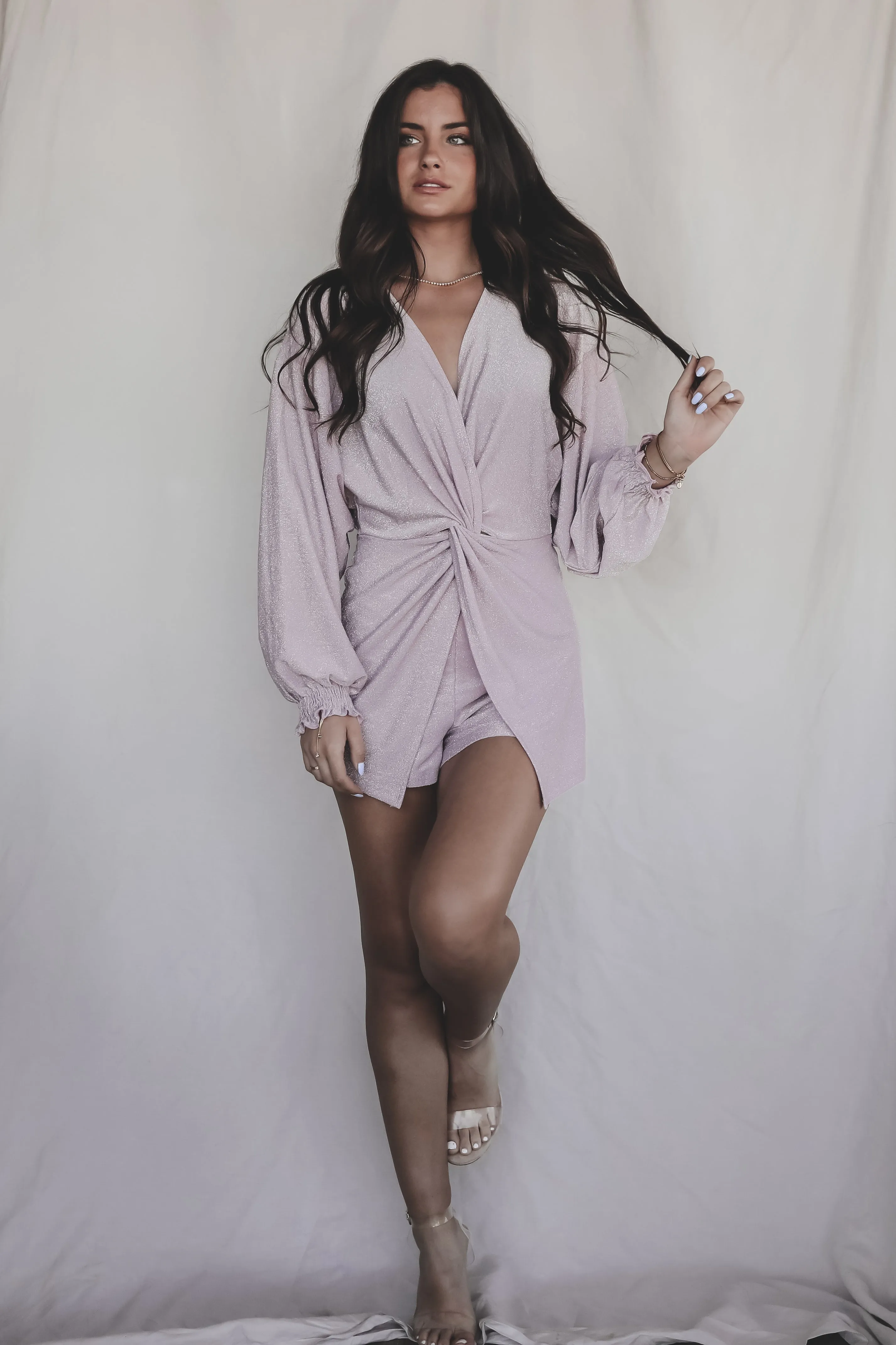 Brightest In The Room Light Purple Shimmer Romper