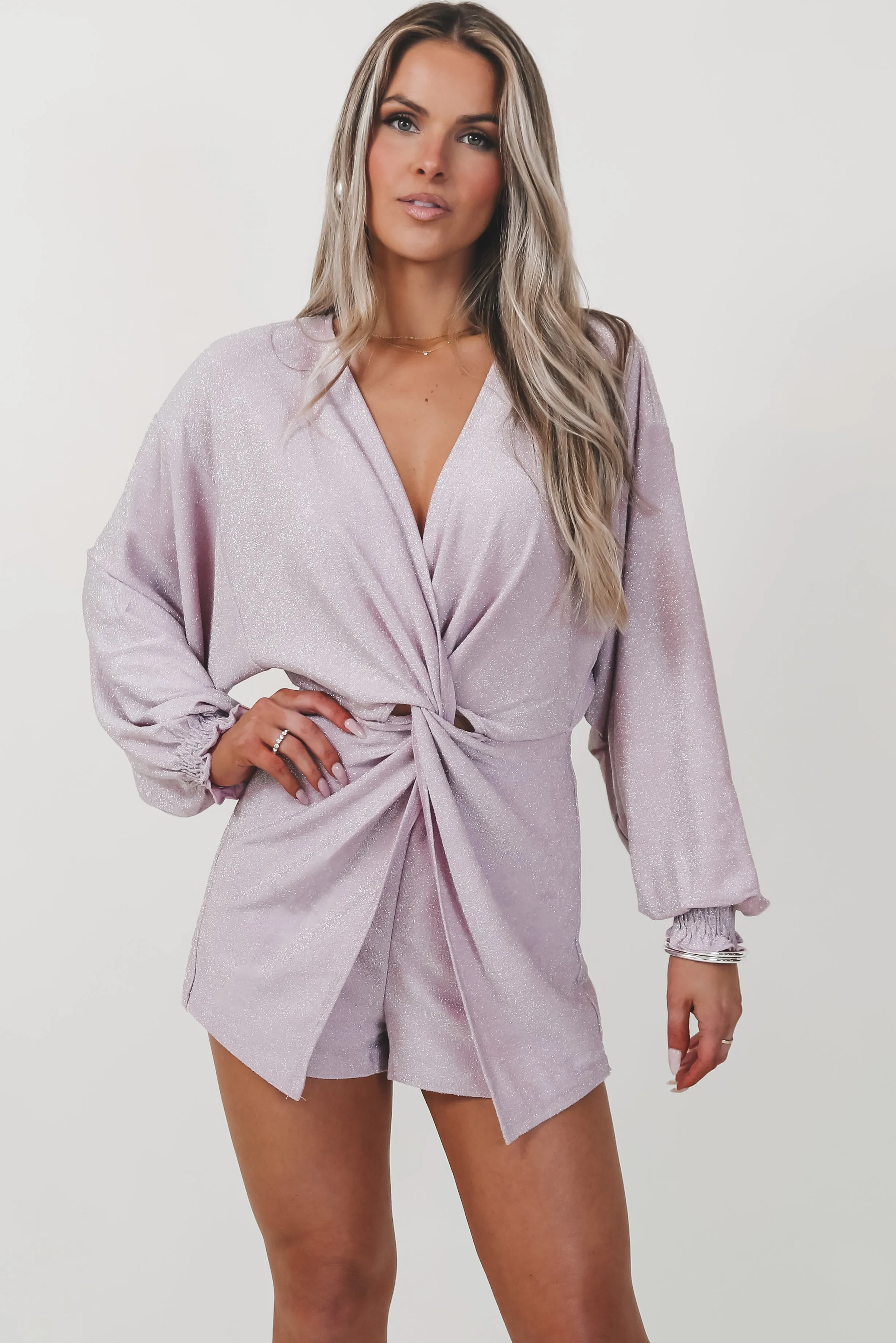 Brightest In The Room Light Purple Shimmer Romper