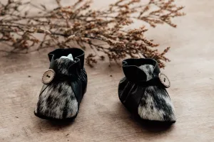 Button Bootie - Black & Cowhide