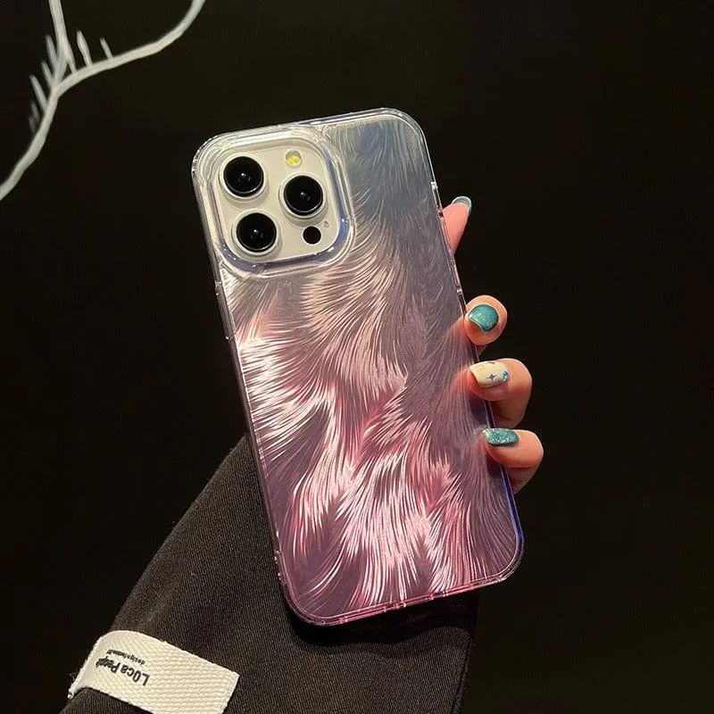 Chic Colorful Laser Feather Pattern iPhone Case