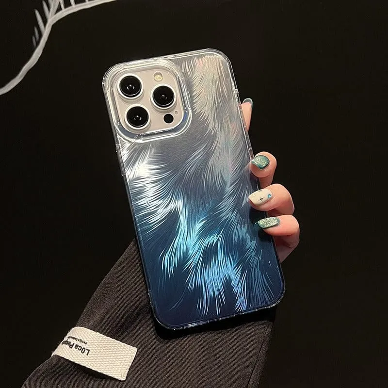 Chic Colorful Laser Feather Pattern iPhone Case