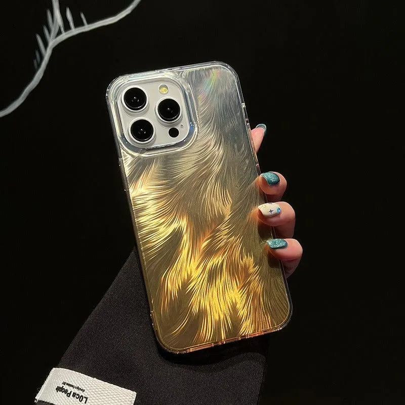 Chic Colorful Laser Feather Pattern iPhone Case