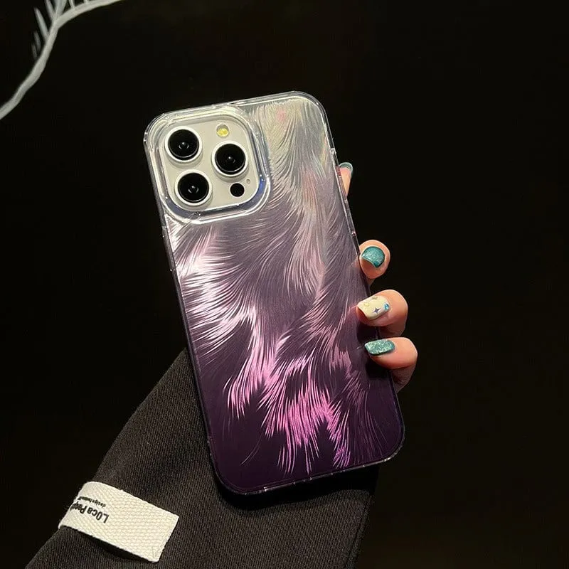 Chic Colorful Laser Feather Pattern iPhone Case