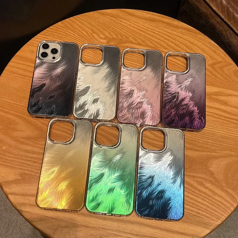 Chic Colorful Laser Feather Pattern iPhone Case