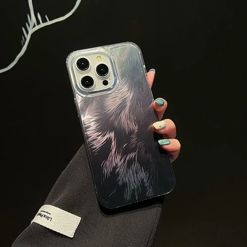 Chic Colorful Laser Feather Pattern iPhone Case