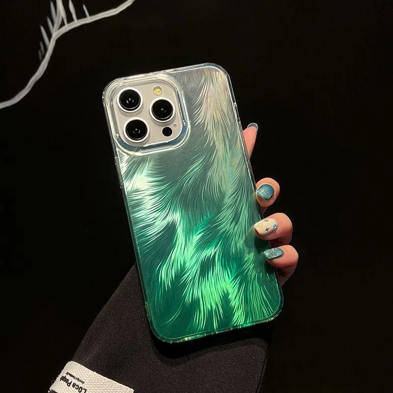 Chic Colorful Laser Feather Pattern iPhone Case