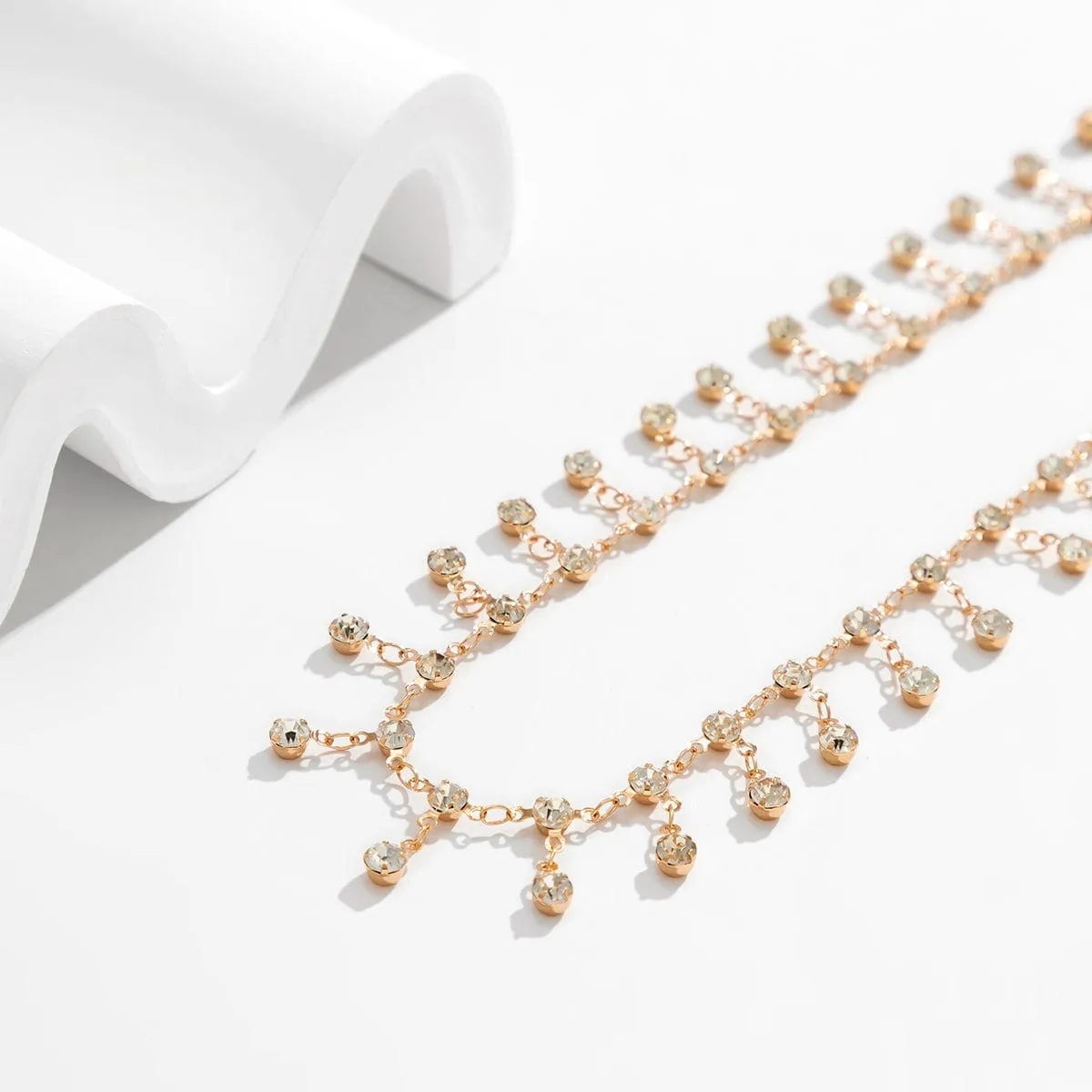 Chic Gold Silver Tone Rhinestone Tassel Belly Chain
