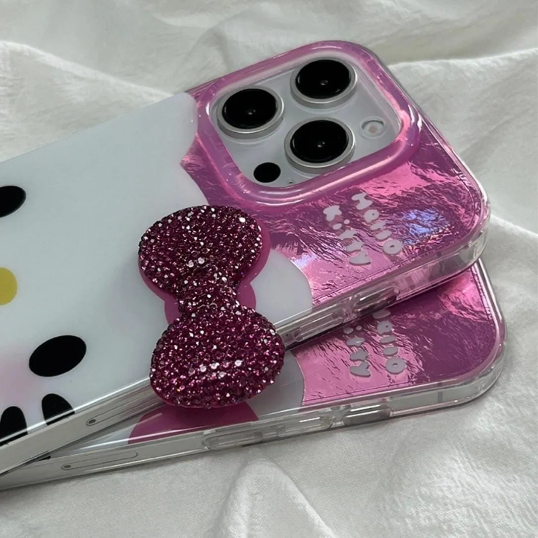 Chic Pink Rhinestone Bowknot Hello Kitty Phone Case